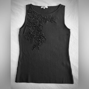 RED Collection Black Hand Beaded Sleeveless Top Size L
(Fits M)